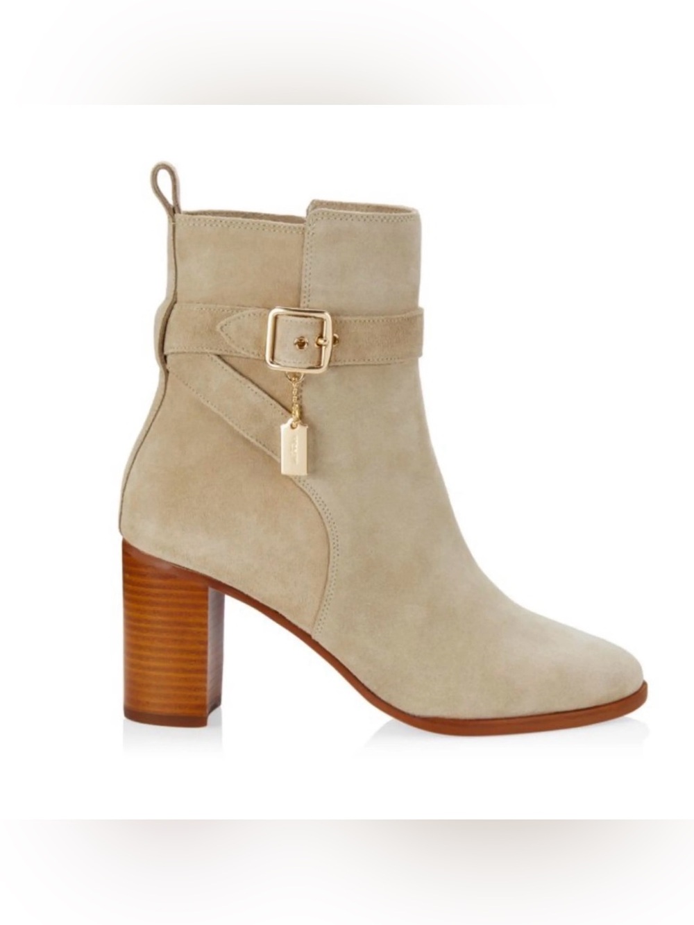 Coach Olivia Suede Ankle Booties Beige & Brown US 10